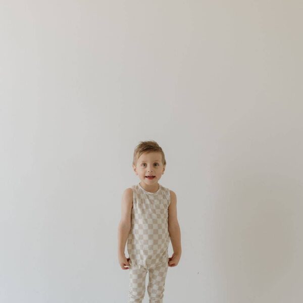Harem Bamboo Romper | Checkerboard: 3-6 Months