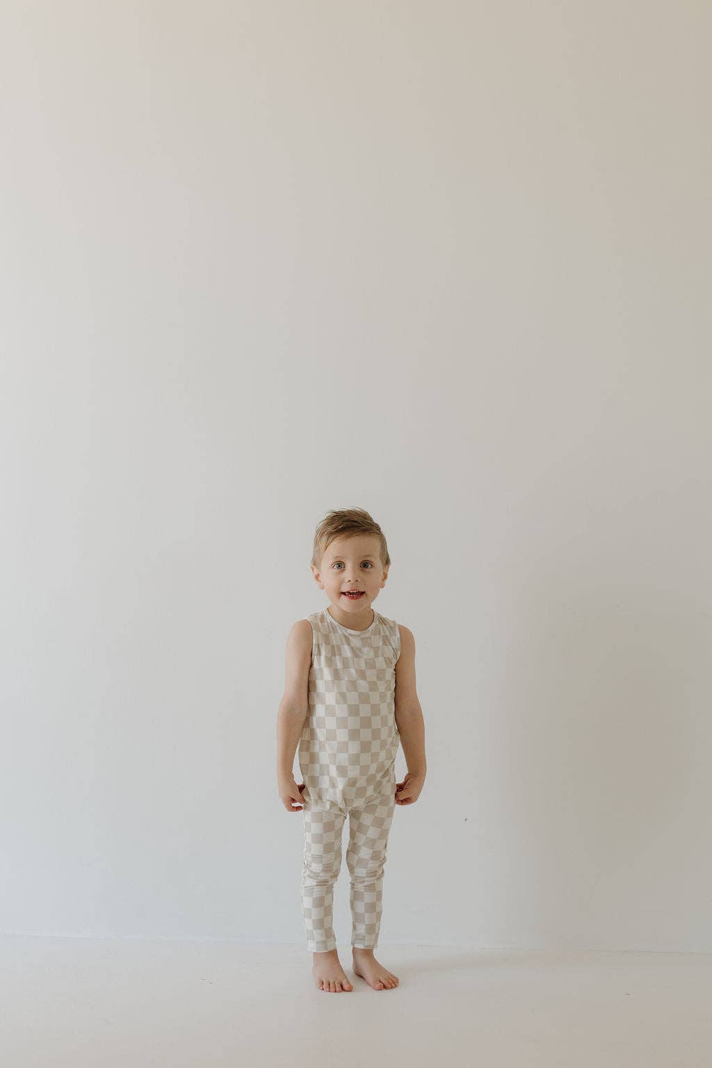 Harem Bamboo Romper | Checkerboard: 3-6 Months