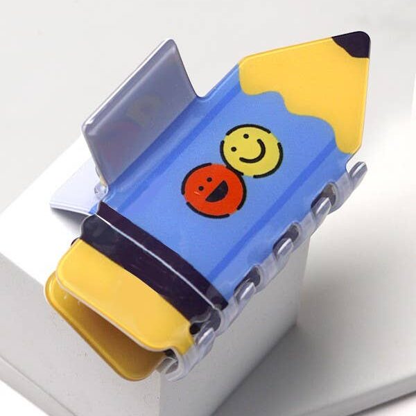 JUMBO FUN SCHOOL PENCIL HAIR CLAW CLIPS Yellow - Image 4