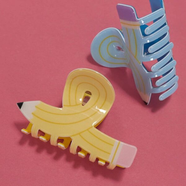 BACK TO SCHOOL TEACHER PENCIL HAIR CLAW CLIPS Blue - Image 5