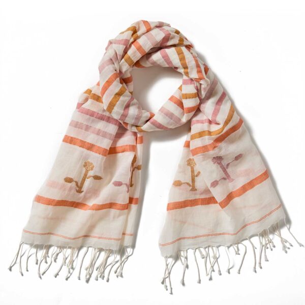 Sunset Bouquet Striped Cotton Scarf