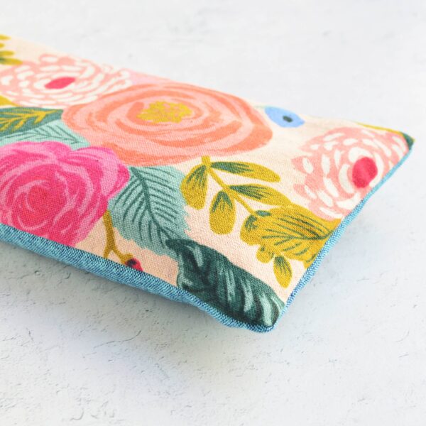 Juliet Rose Floral in Pink Canvas Botanical Eye Pillow: Mint - Image 3