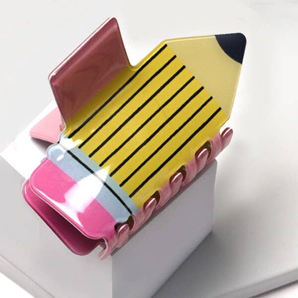 JUMBO FUN SCHOOL PENCIL HAIR CLAW CLIPS Yellow