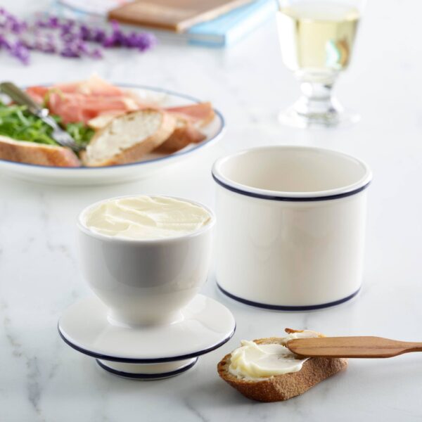 The Original Butter Bell® Crock - Le Bistro Blue Trim - Image 3