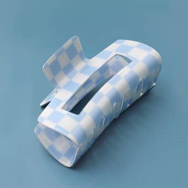 JUMBO RESIN CHECKER HAIR CLAW CLIPS 4inch Orange - Image 7