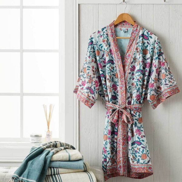 Laila Block Print Cotton Robe