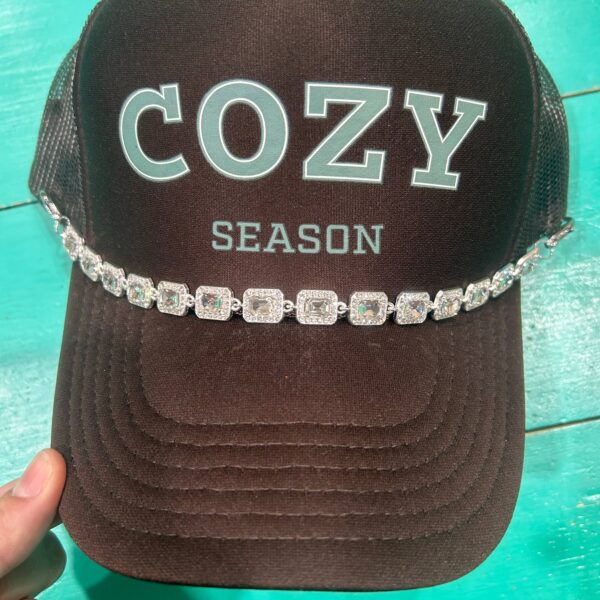 Large Rhinestone Studded Trucker Hat Chain |Hat Bar| Sparkle: Silver