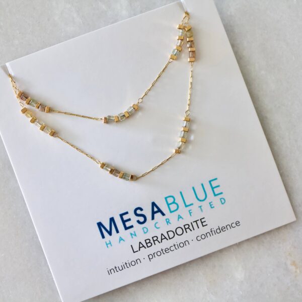 Square Stone Beaded Chain - Apatite, Amazonite, Labradorite,: AMAZONITE - Image 17