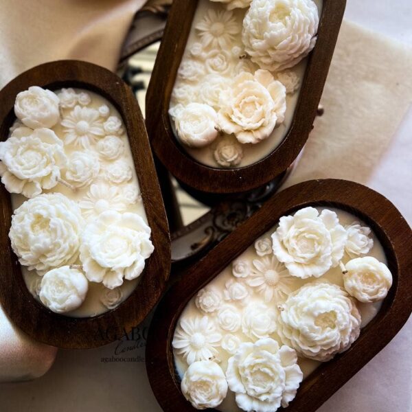 Floral Dough Bowl Candle 2.5x9.5in Cake - Image 2