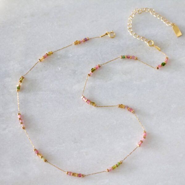 Square Stone Beaded Chain - Apatite, Amazonite, Labradorite,: AMAZONITE - Image 4