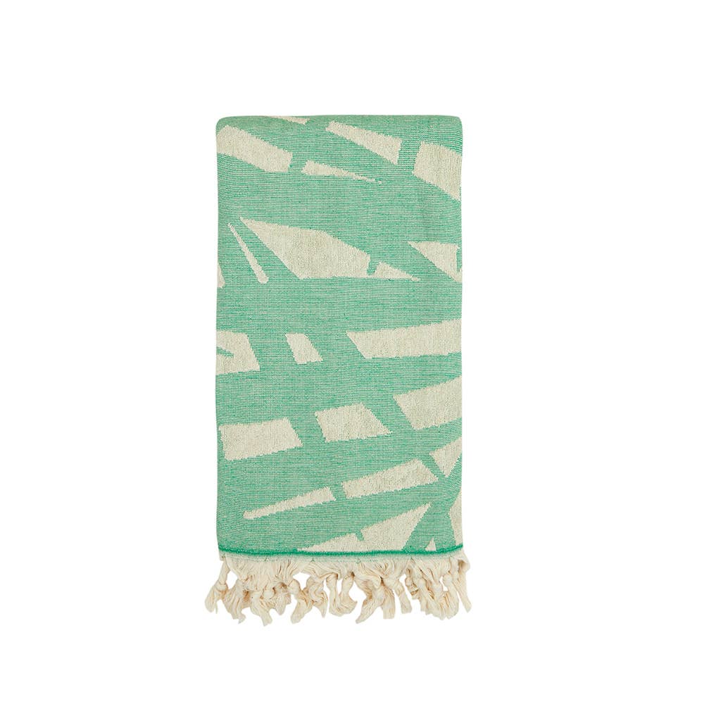 Palm Leaf Turkish Cotton Terry Towels: Green