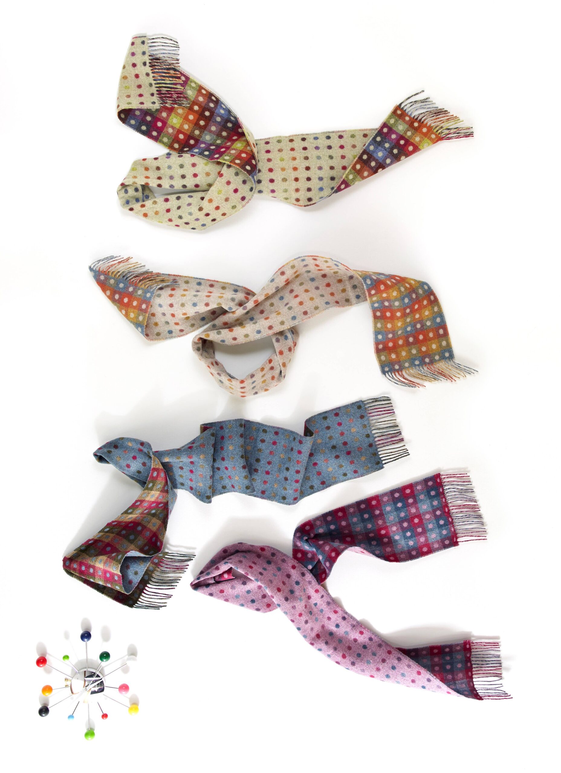 Bronte Moon - Spot Check Scarf Selection - Merino Lambswool - Made in UK