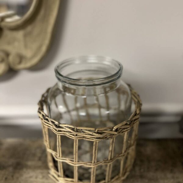 Glass and Woven Willow Canister - Small: Small - Image 3