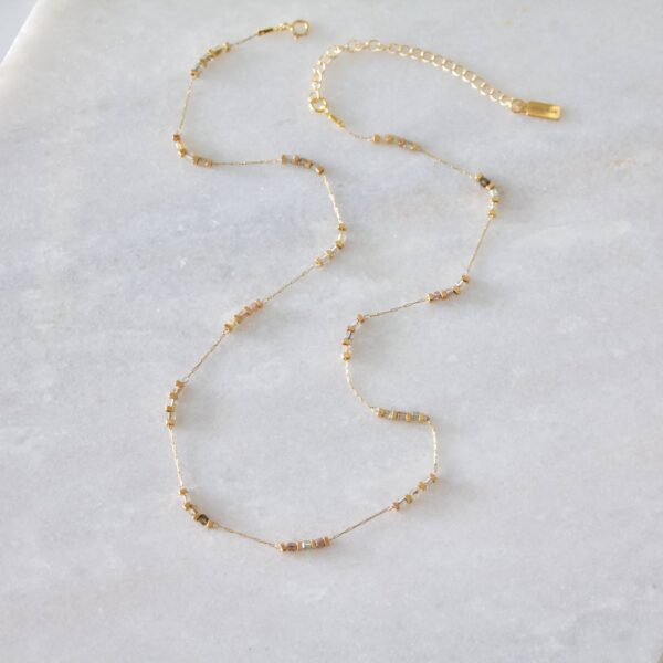 Square Stone Beaded Chain - Apatite, Amazonite, Labradorite,: AMAZONITE - Image 5