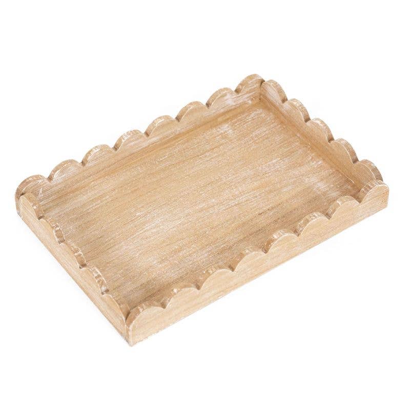 12071 - 13x9x2 wood scallop tray, natural Home Decor