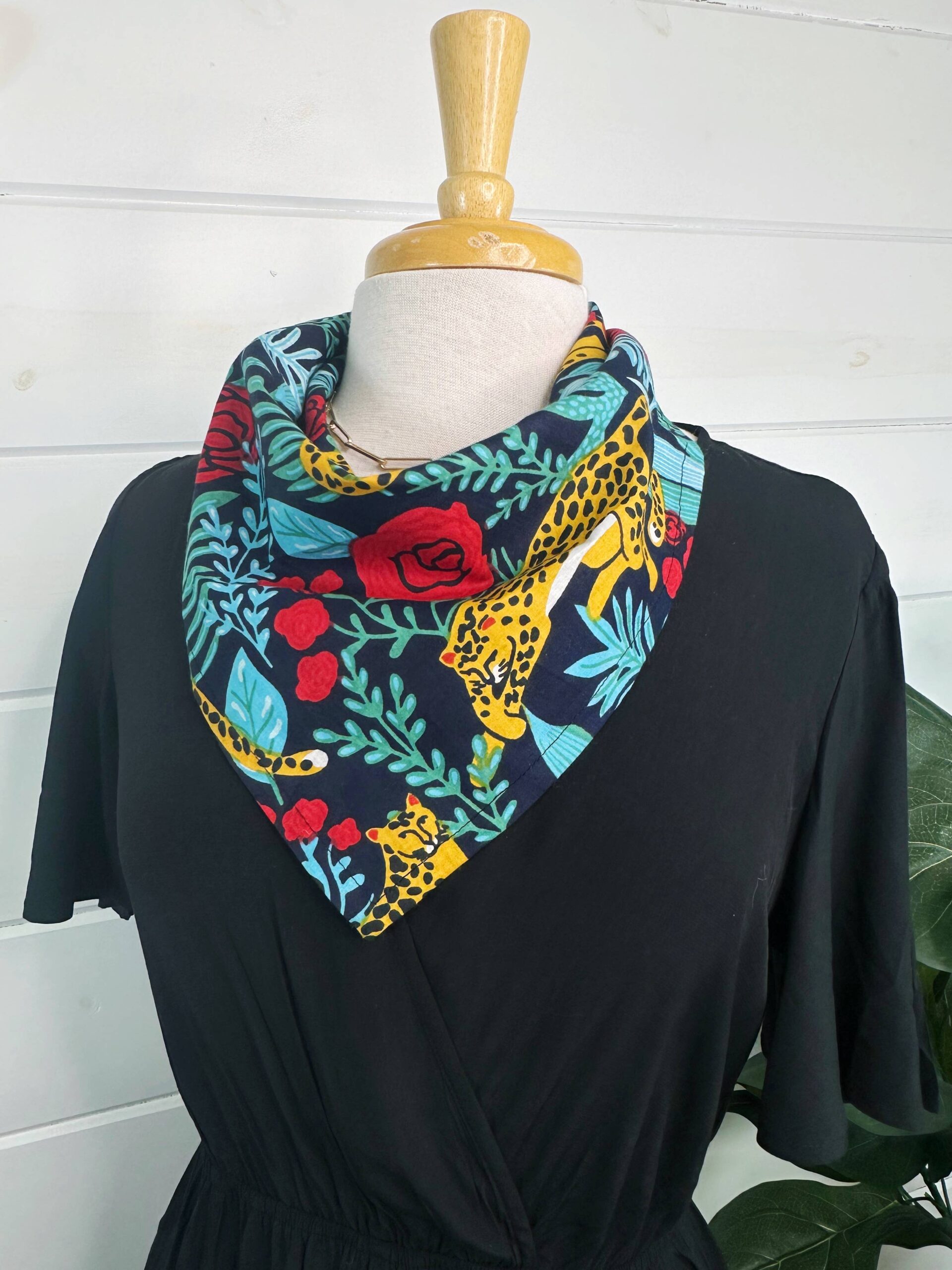 Bandana Handkerchief Cotton Scarf - Jaguars Red Roses