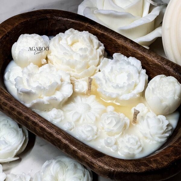 Floral Dough Bowl Candle 2.5x9.5in Black Cherry Merlot - Image 3