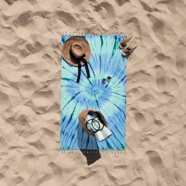 Tie Dye Pestemal Turkish Beach Towel Sand resistant hand-dye - Image 2