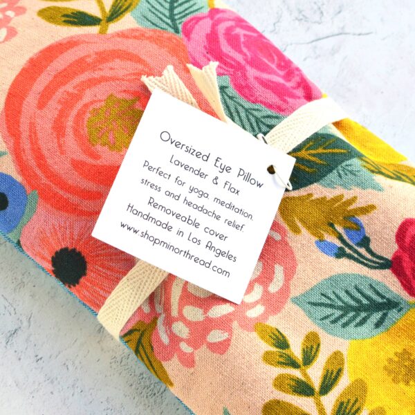 Juliet Rose Floral in Pink Canvas Botanical Eye Pillow: Mint - Image 4
