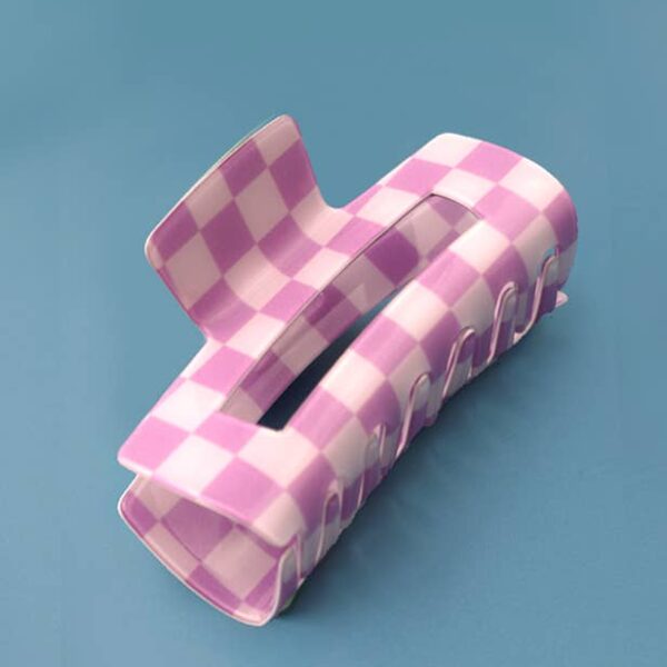 JUMBO RESIN CHECKER HAIR CLAW CLIPS 4inch Black - Image 5