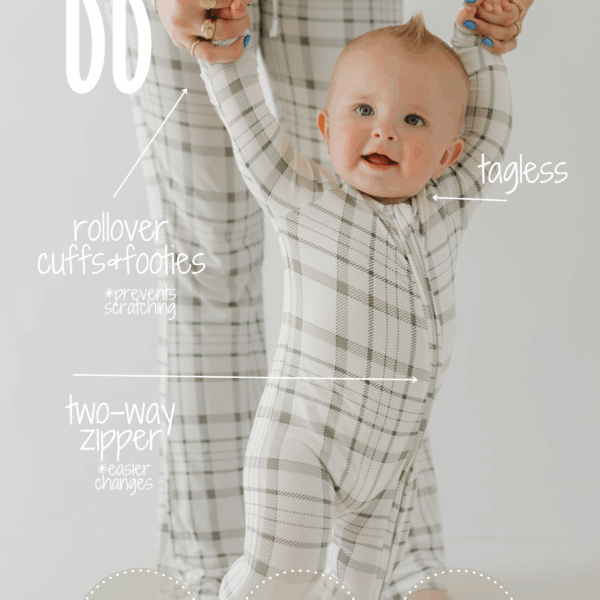 Bamboo Zip Pajamas | Picnic Plaid: 3-6 Months - Image 6