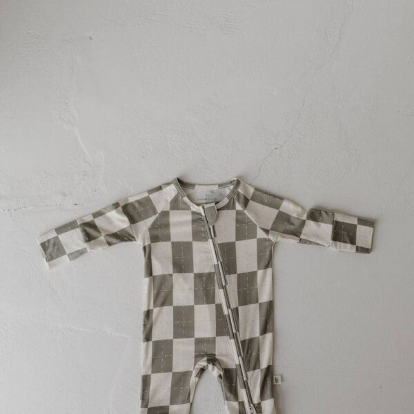 Bamboo Zip Pajamas | Oat & Sage: 12-18 Months - Image 5