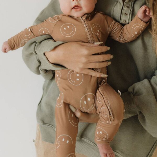 Bamboo Zip Pajamas | Sandstone Smiles: 12-18 Months - Image 2