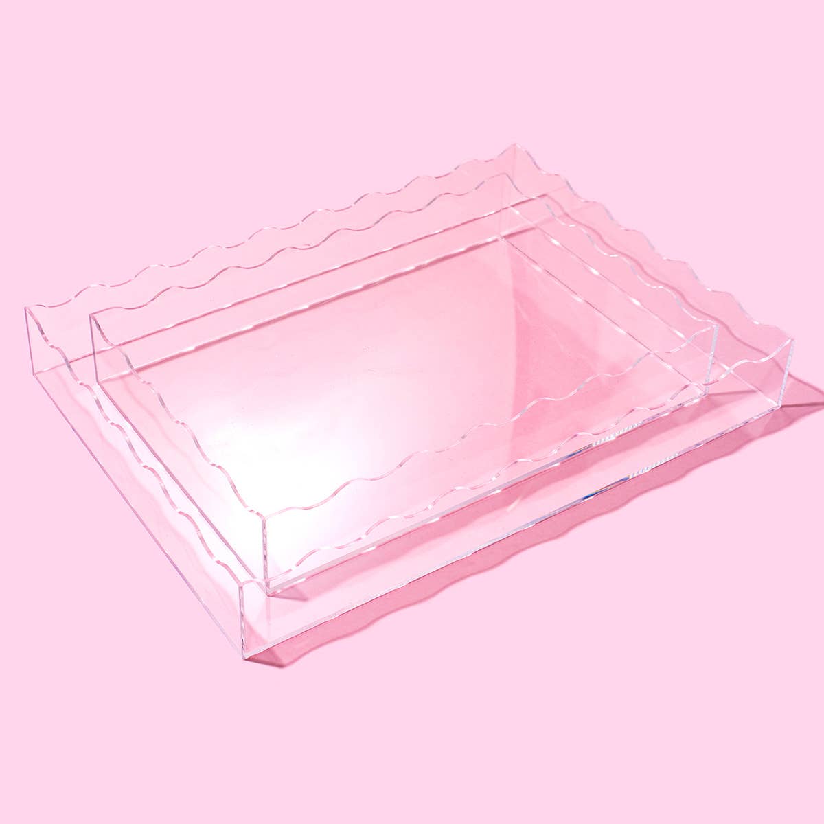 Acrylic Wavy Tray - Rectangle - Large - Clear