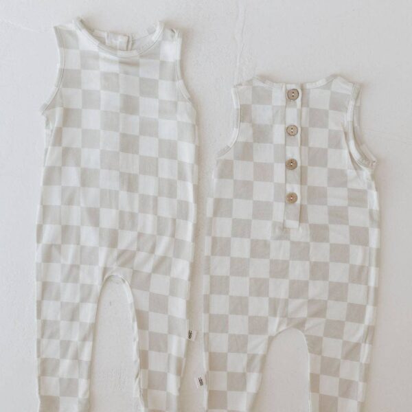 Harem Bamboo Romper | Checkerboard: 3-6 Months - Image 4