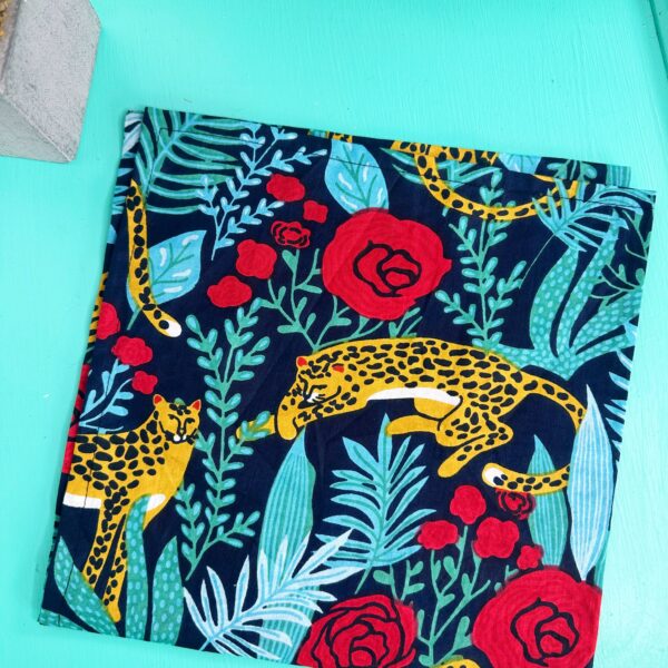 Bandana Handkerchief Cotton Scarf - Jaguars Red Roses - Image 3