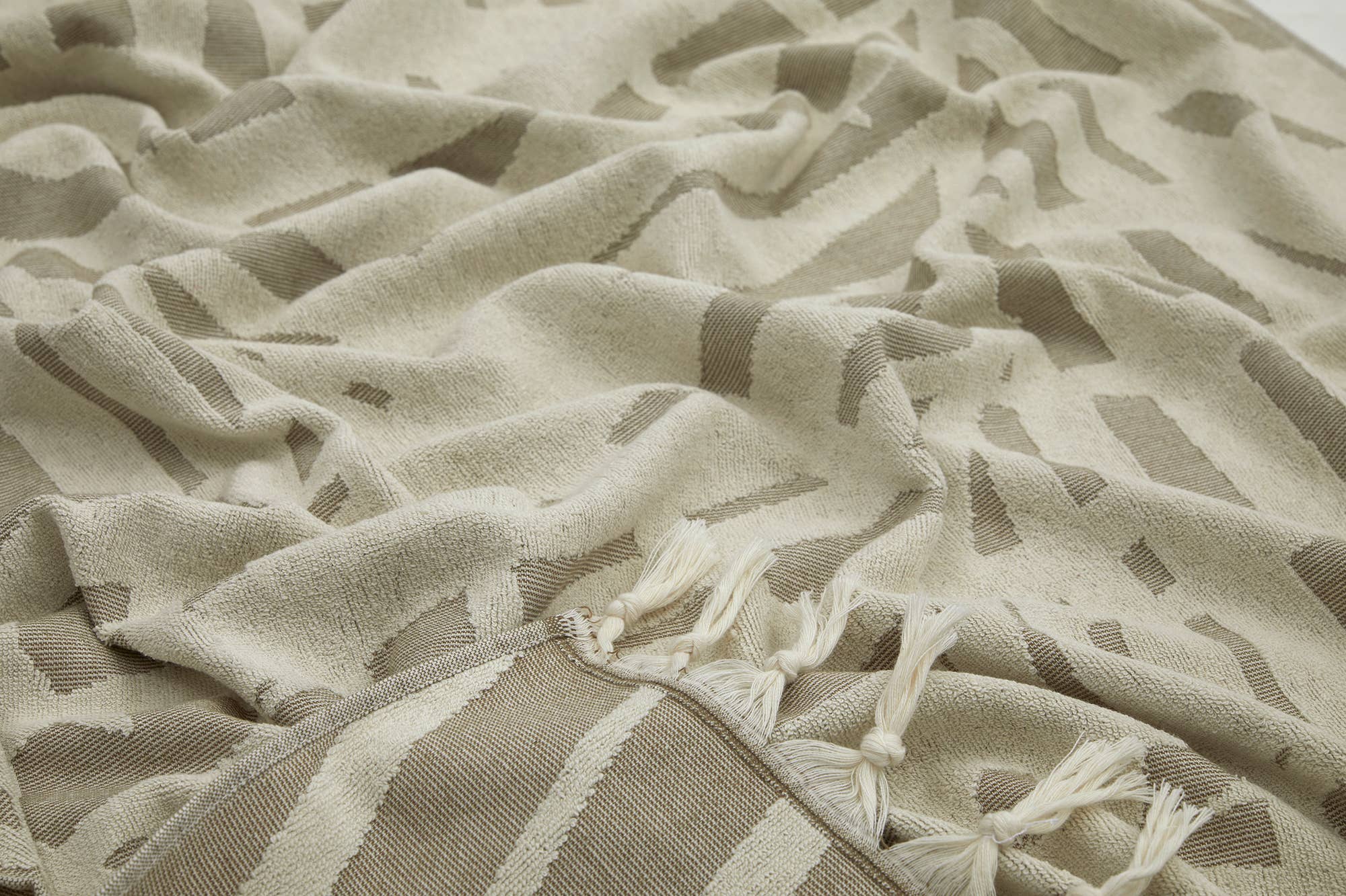 Palm Leaf Turkish Cotton Terry Towels : Brown