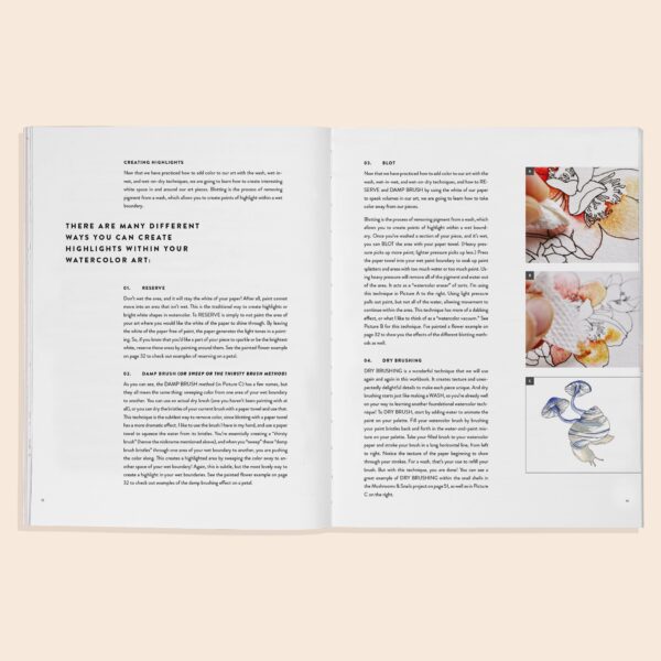 Watercolor Workbook 2: Flowers, Feathers, & Animal Friends - Image 2