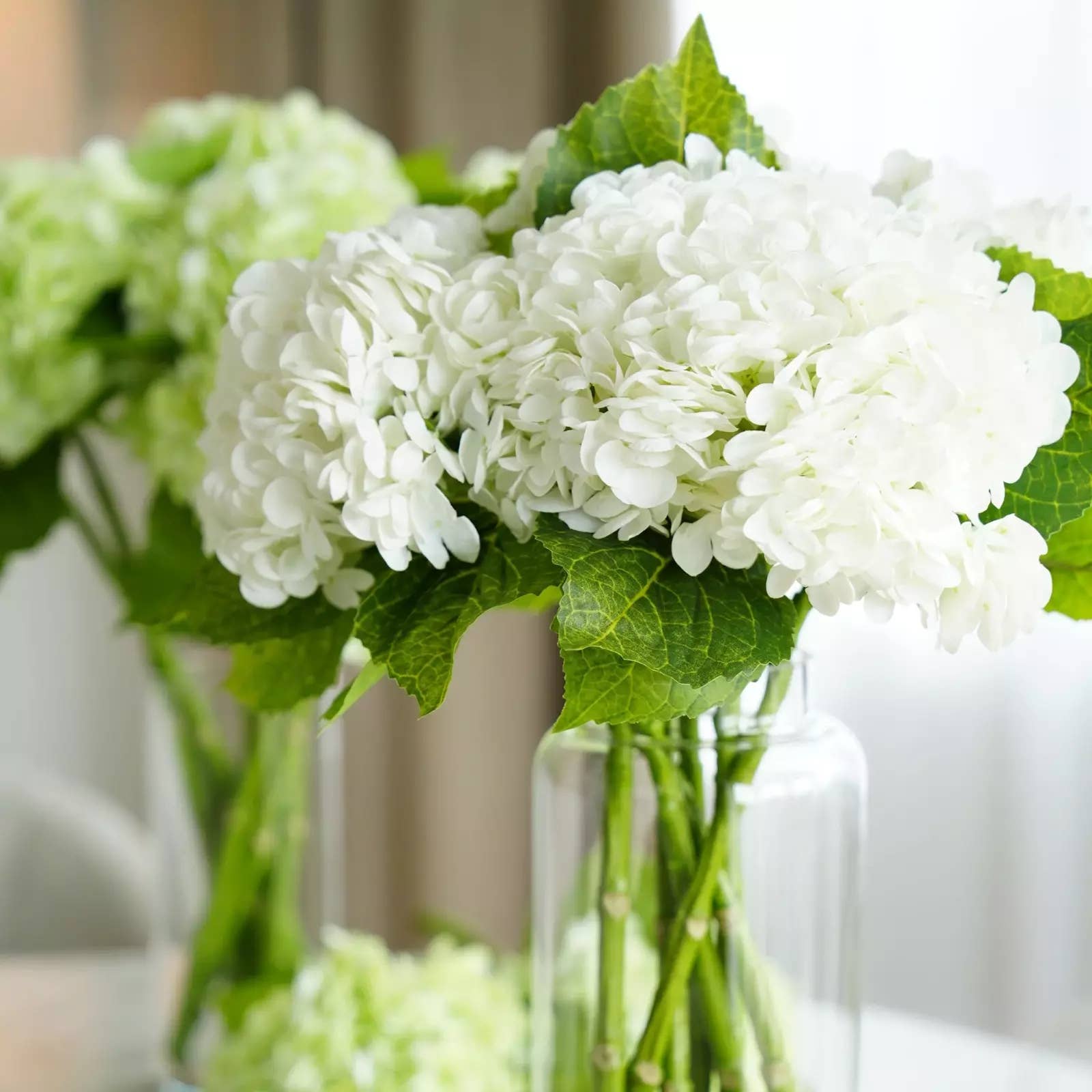 18" Real Touch lifelike Hydrangea-6”bloom: Soft Ivory