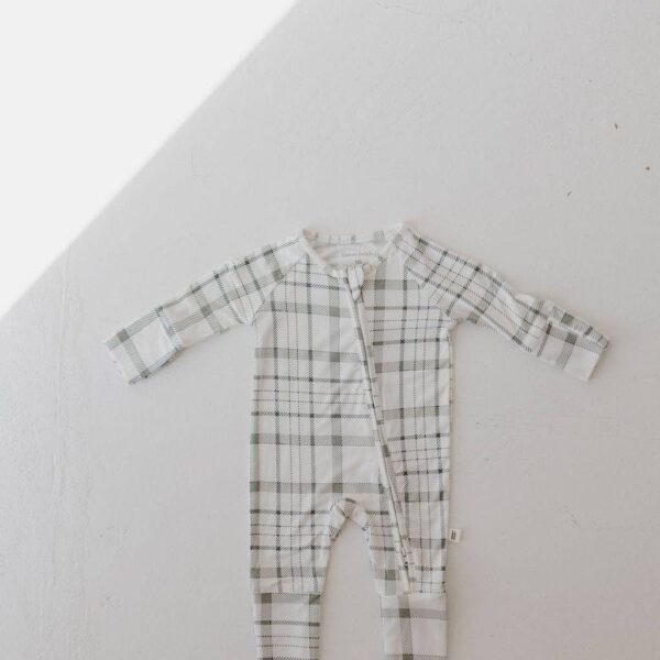 Bamboo Zip Pajamas | Picnic Plaid: 3-6 Months - Image 9