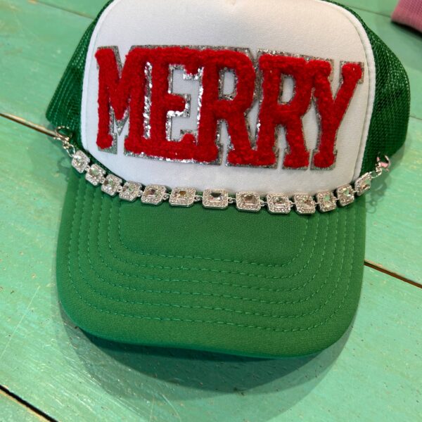 Large Rhinestone Studded Trucker Hat Chain |Hat Bar| Sparkle: Silver - Image 2