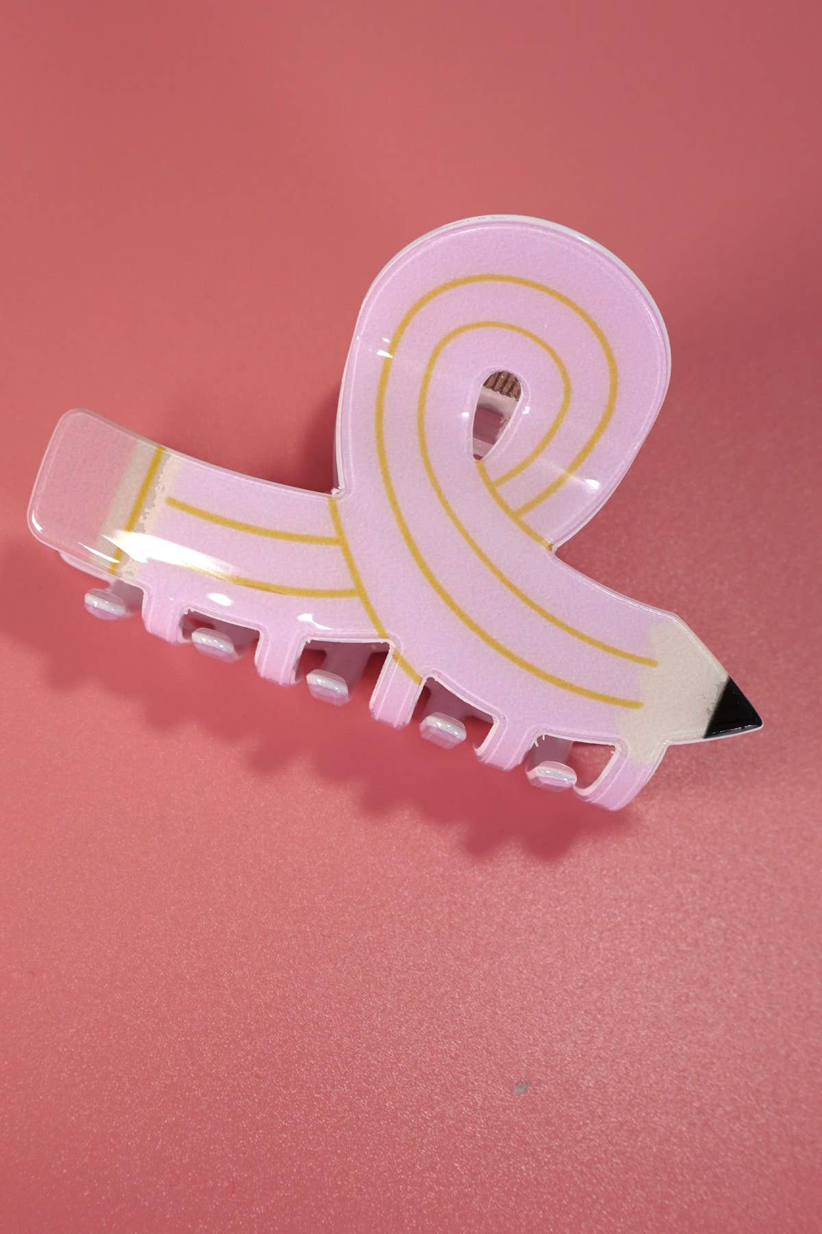 BACK TO SCHOOL TEACHER PENCIL HAIR CLAW CLIPS Pink