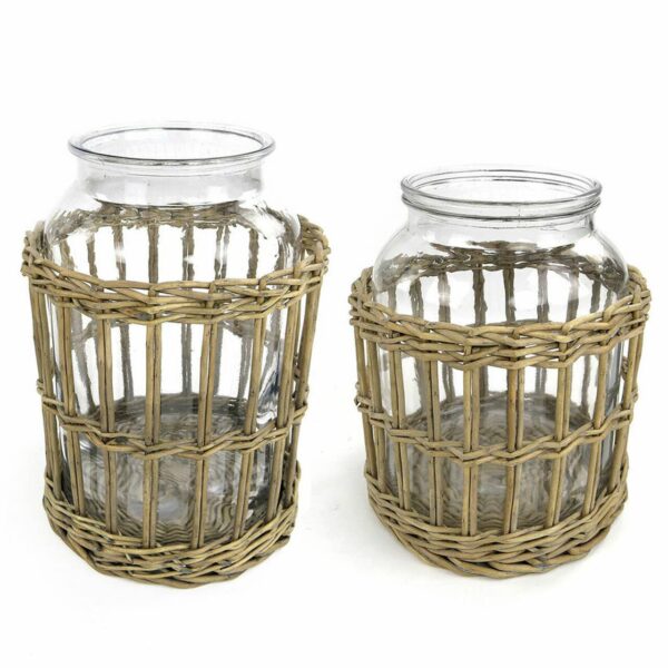 Glass and Woven Willow Canister - Small: Small - Image 4