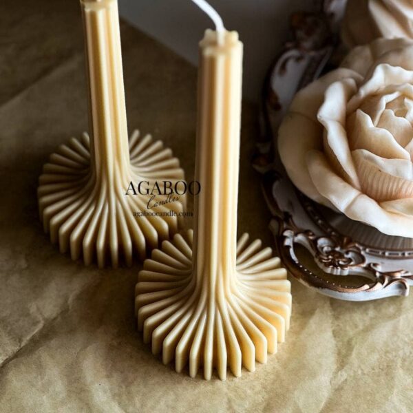 Large Stripe Vase Column Candle - Pillar: Cream, Small - Image 6