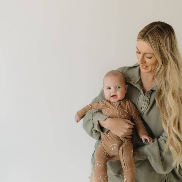 Bamboo Zip Pajamas | Sandstone Smiles: 12-18 Months - Image 5