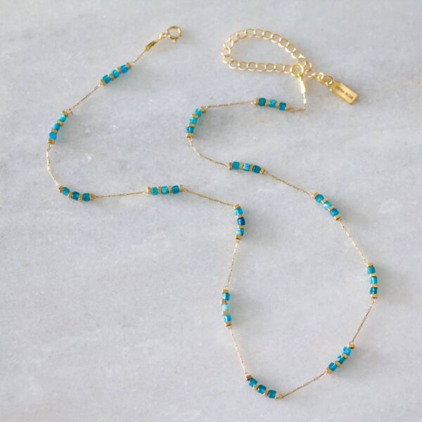 Square Stone Beaded Chain - Apatite, Amazonite, Labradorite,: AMAZONITE - Image 7