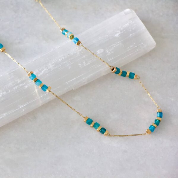 Square Stone Beaded Chain - Apatite, Amazonite, Labradorite,: AMAZONITE - Image 11