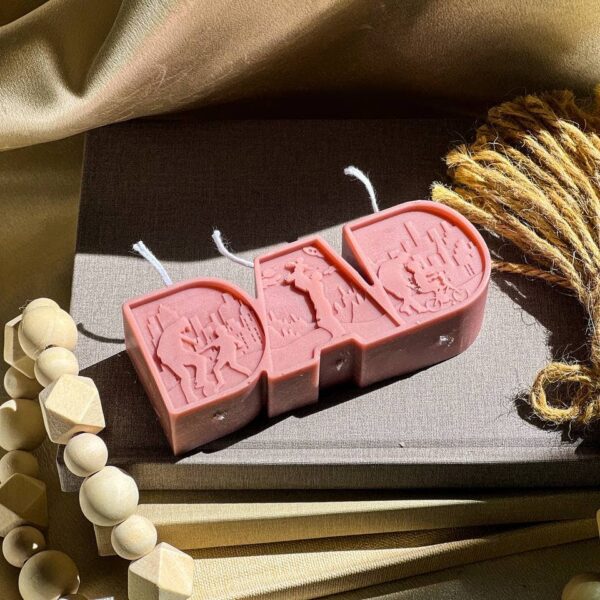 DAD Letter Candle 1.5x4.5in Black, Sea Salt & Orchid - Image 3