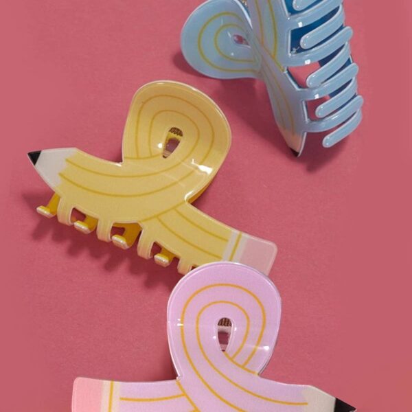 BACK TO SCHOOL TEACHER PENCIL HAIR CLAW CLIPS Blue - Image 7