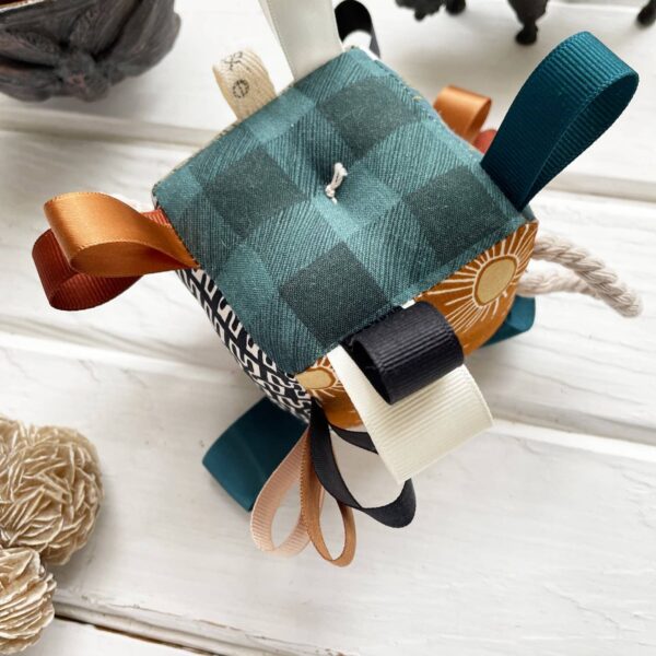 The Bird & Elephant - Earth Rainbow Sensory Baby Block Ribbon Tags Rattle - Image 5