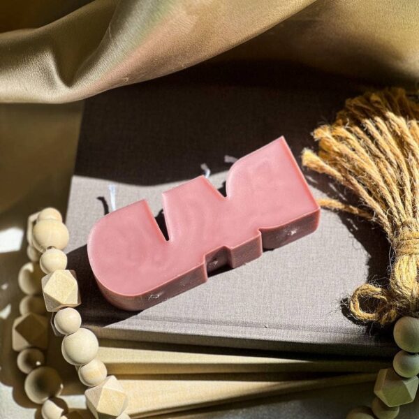 DAD Letter Candle 1.5x4.5in Brown, Sea Salt & Orchid - Image 2