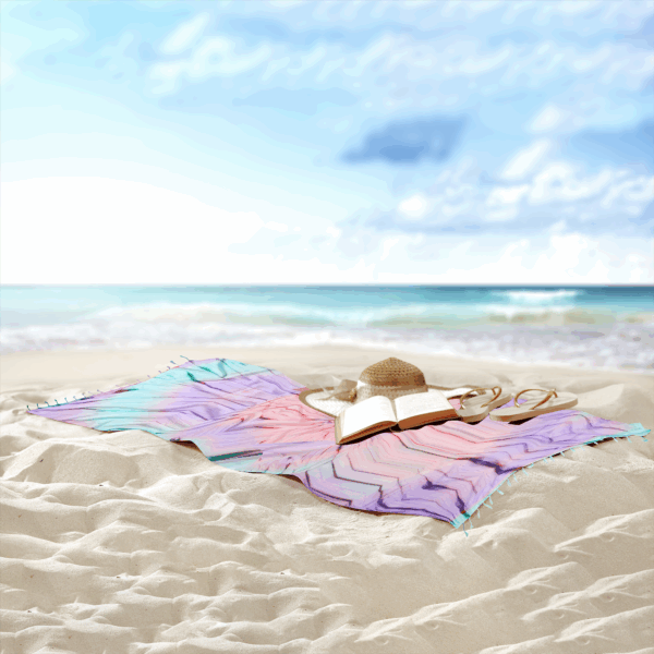 Tie Dye Pestemal Turkish Beach Towel Sand Repellent hand-dye - Image 6