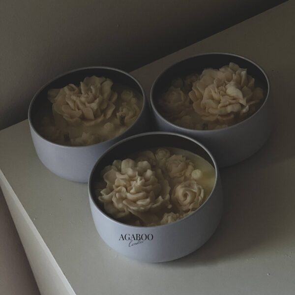 Floral Tin Candle 5oz Bamboo & Coconut, Gloss White - Image 8