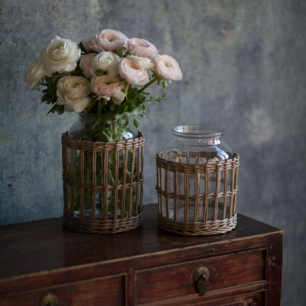 Glass and Woven Willow Canister - Small: Large - Image 2