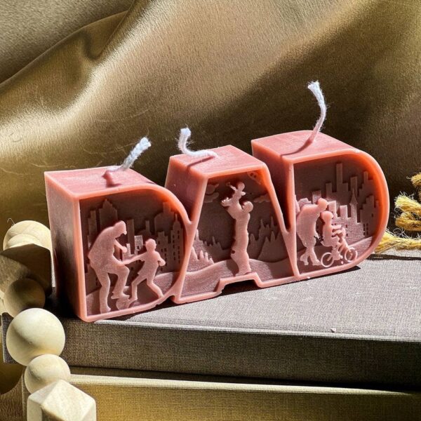 DAD Letter Candle 1.5x4.5in Green, Sea Salt & Orchid - Image 5