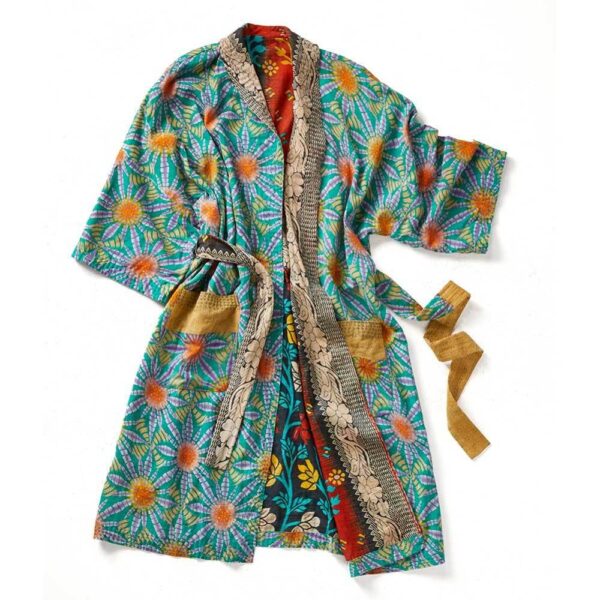 Recycled Sari Spa Bath Robe - Image 8